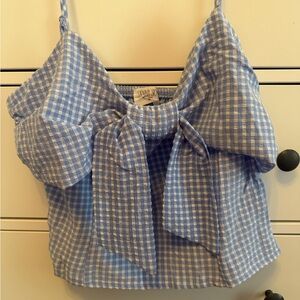 Sienna Sky Light Blue Gingham Camisole with Bow